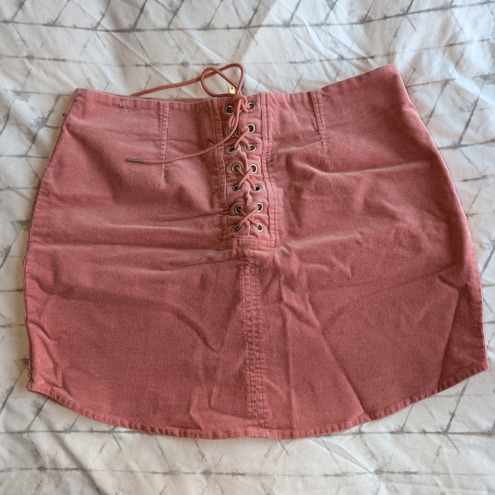 Forever 21 Lace-Up Corduroy Mini Skirt